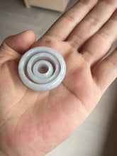 Load image into Gallery viewer, 33.6/23.5/14.7mm Type A 100% Natural light purple white Jadeite Jade concentric circle safety Guardian ring pendant set BK113
