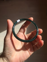 Load image into Gallery viewer, 59.5mm Certified Type A 100% Natural dark green/blue/gray Guatemala slim round cut Jadeite bangle BP200-5524
