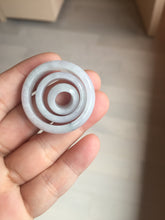 Load image into Gallery viewer, 33.6/23.5/14.7mm Type A 100% Natural light purple white Jadeite Jade concentric circle safety Guardian ring pendant set BK113
