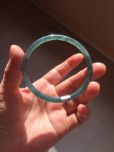 Load image into Gallery viewer, 58.5mm Certified Type A 100% Natural icy watery light green/blue/gray Guatemala slim round cut Jadeite bangle BG94-2498
