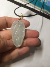 Load image into Gallery viewer, Certified type A 100% Natural icy watery green Jadeite Jade leaf pendant AY22
