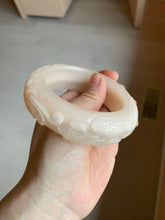 Load image into Gallery viewer, 56mm 100% natural light Pink carved Phoenix and Peony(凤穿牡丹) Quartzite (Shetaicui jade) bangle SY9
