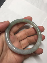 Load image into Gallery viewer, 54.5mm Certified type A 100% Natural  light green gray round cut Jadeite bangle PD37-9602
