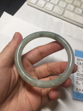 Load image into Gallery viewer, 54.5mm Certified type A 100% Natural  light green gray round cut Jadeite bangle PD37-9602
