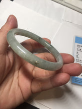 Load image into Gallery viewer, 54.5mm Certified type A 100% Natural  light green gray round cut Jadeite bangle PD37-9602
