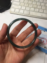 Load image into Gallery viewer, 58.5mm Certified Type A 100% Natural icy watery light green/blue/gray Guatemala slim round cut Jadeite bangle BG94-2498
