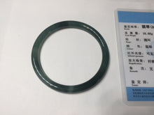 Load image into Gallery viewer, 54.3mm Certified Type A 100% Natural icy watery deep sea dark green/blue/gray/black slim round cut Guatemala Jadeite bangle AT99-2075
