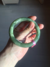 Load image into Gallery viewer, 57.4mm 100% natural certified dark green/gray Hetian nephrite jade bangle HF69-6454
