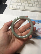 Load image into Gallery viewer, 55.8mm Certified type A 100% Natural  light green gray round cut Jadeite bangle PD38-9582
