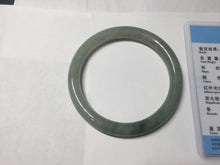 Load image into Gallery viewer, 57mm Certified type A 100% Natural  light green gray round cut Jadeite bangle PD39-9585
