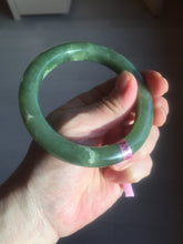 Load image into Gallery viewer, 57.4mm 100% natural certified dark green/gray Hetian nephrite jade bangle HF69-6454
