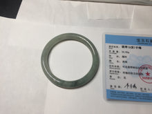 Load image into Gallery viewer, 57mm Certified type A 100% Natural  light green gray round cut Jadeite bangle PD39-9585
