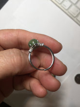 Load image into Gallery viewer, 100% natural type A sunny green four-prong jadeite jade ring PA81
