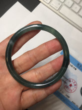 Load image into Gallery viewer, 54.3mm Certified Type A 100% Natural icy watery deep sea dark green/blue/gray/black slim round cut Guatemala Jadeite bangle AT99-2075
