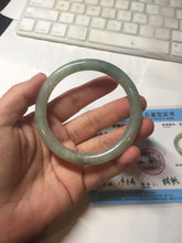 Load image into Gallery viewer, 57mm Certified type A 100% Natural  light green gray round cut Jadeite bangle PD39-9585
