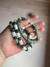 Load image into Gallery viewer, Size 58-64mm 100% natural type A dark green/yellow/brown jadeite jade beads bracelet S69

