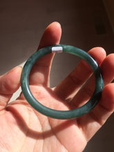 Load image into Gallery viewer, 50.5mm Certified Type A 100% Natural dark green/blue/gray Guatemala slim round cut oval Jadeite bangle BP196-2470

