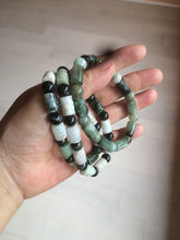 Load image into Gallery viewer, Size 58-64mm 100% natural type A dark green/yellow/brown jadeite jade beads bracelet S69
