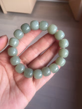 Load image into Gallery viewer, 12x10.7mm 100% Natural light green/yellow vintage style nephrite Hetian Jade bead bracelet HE98
