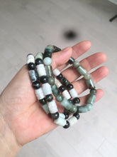 Load image into Gallery viewer, Size 58-64mm 100% natural type A dark green/yellow/brown jadeite jade beads bracelet S69
