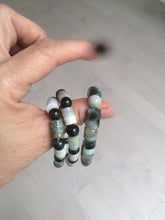 Load image into Gallery viewer, Size 58-64mm 100% natural type A dark green/yellow/brown jadeite jade beads bracelet S69
