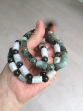 Load image into Gallery viewer, Size 58-64mm 100% natural type A dark green/yellow/brown jadeite jade beads bracelet S69
