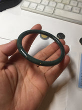 Load image into Gallery viewer, 55.4mm Certified Type A 100% Natural dark green/blue/gray/black snowy Guatemala slim round cut Jadeite bangle PA82-1031
