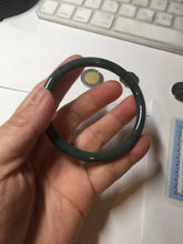 Load image into Gallery viewer, 55.4mm Certified Type A 100% Natural dark green/blue/gray/black snowy Guatemala slim round cut Jadeite bangle PA82-1031

