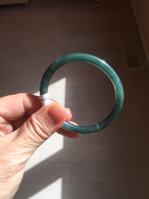 Load image into Gallery viewer, 50.5mm Certified Type A 100% Natural dark green/blue/gray Guatemala slim round cut oval Jadeite bangle BP195-2469
