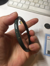 Load image into Gallery viewer, 55.4mm Certified Type A 100% Natural dark green/blue/gray/black snowy Guatemala slim round cut Jadeite bangle PA82-1031
