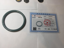 Load image into Gallery viewer, 57mm Certified Type A 100% Natural dark green/blue/gray Guatemala slim round cut Jadeite bangle PA83-1024
