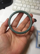 Load image into Gallery viewer, 57mm Certified Type A 100% Natural dark green/blue/gray Guatemala slim round cut Jadeite bangle PA83-1024

