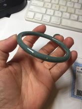 Load image into Gallery viewer, 57mm Certified Type A 100% Natural dark green/blue/gray Guatemala slim round cut Jadeite bangle PA83-1024
