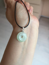 Load image into Gallery viewer, 15-17mm Type A 100% Natural icy watery light green yellow white clear Jadeite Jade Safety Guardian Button donut Pendant group AF97
