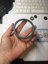 Load image into Gallery viewer, 57mm Certified Type A 100% Natural dark green/blue/gray Guatemala slim round cut Jadeite bangle PA84-1030
