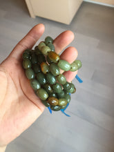 Load image into Gallery viewer, 100% Natural 12x9mm green/yellow olives shape seed material (河磨玉，和田玉籽料) Hetian Jade bead bracelet group HE92
