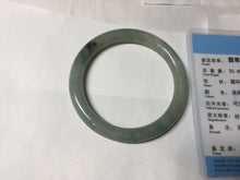 Load image into Gallery viewer, 54.5mm Certified type A 100% Natural  light green gray round cut Jadeite bangle PD42-9594
