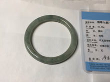 Load image into Gallery viewer, 54.5mm Certified type A 100% Natural  light green gray round cut Jadeite bangle PD42-9594
