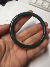 Load image into Gallery viewer, 55mm Certified Type A 100% Natural dark green/blue/gray Guatemala slim round cut Jadeite bangle PA84-1027
