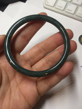 Load image into Gallery viewer, 55mm Certified Type A 100% Natural dark green/blue/gray Guatemala slim round cut Jadeite bangle PA84-1027
