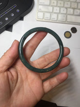 Load image into Gallery viewer, 55mm Certified Type A 100% Natural dark green/blue/gray Guatemala slim round cut Jadeite bangle PA84-1027
