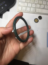 Load image into Gallery viewer, 55mm Certified Type A 100% Natural dark green/blue/gray Guatemala slim round cut Jadeite bangle PA84-1027
