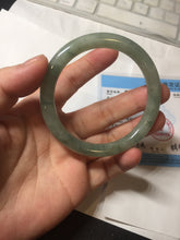 Load image into Gallery viewer, 54.5mm Certified type A 100% Natural  light green gray round cut Jadeite bangle PD42-9594
