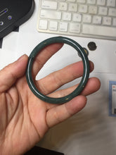 Load image into Gallery viewer, 55mm Certified Type A 100% Natural dark green/blue/gray Guatemala slim round cut Jadeite bangle PA84-1027
