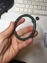 Load image into Gallery viewer, 55mm Certified Type A 100% Natural dark green/blue/gray Guatemala slim round cut Jadeite bangle PA84-1027
