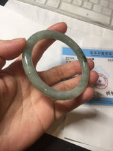 Load image into Gallery viewer, 54.5mm Certified type A 100% Natural  light green gray round cut Jadeite bangle PD42-9594
