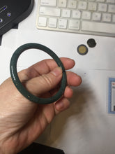Load image into Gallery viewer, 55mm Certified Type A 100% Natural dark green/blue/gray Guatemala slim round cut Jadeite bangle PA84-1027
