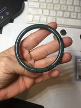 Load image into Gallery viewer, 55mm Certified Type A 100% Natural dark green/blue/gray Guatemala slim round cut Jadeite bangle PA84-1027
