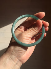 Load image into Gallery viewer, 59.3mm Certified Type A 100% Natural dark green/blue/gray Guatemala slim round cut Jadeite bangle BP191-2432
