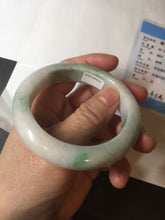 Load image into Gallery viewer, 54.5mm Certified 100% natural Type A sunny green/white chubby jadeite jade bangle BK96-0319
